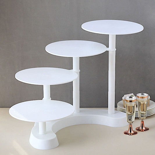 17 in White 4 Tier Plastic Cake Stand Pillar Design Dessert Cupcake Holder
