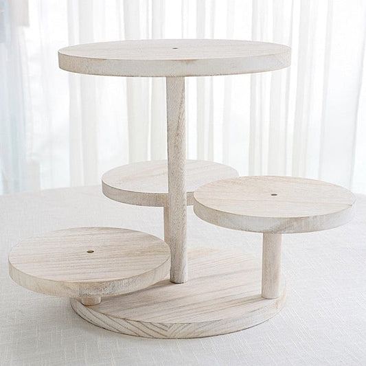 4-Tier White 14" Wooden Cake Stand with Round Trays