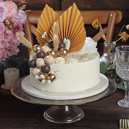 25 Assorted Palm Leaves with Flower Ball Boho Cake Toppers Set