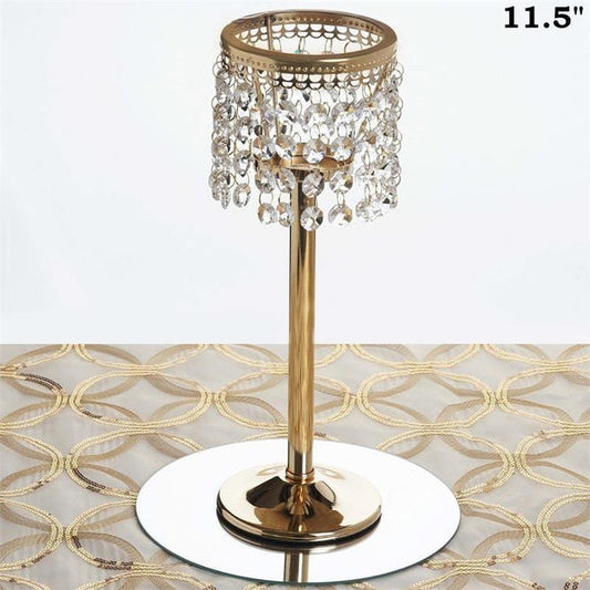 12" tall Faux Crystal Silver Candle Holder Centerpiece