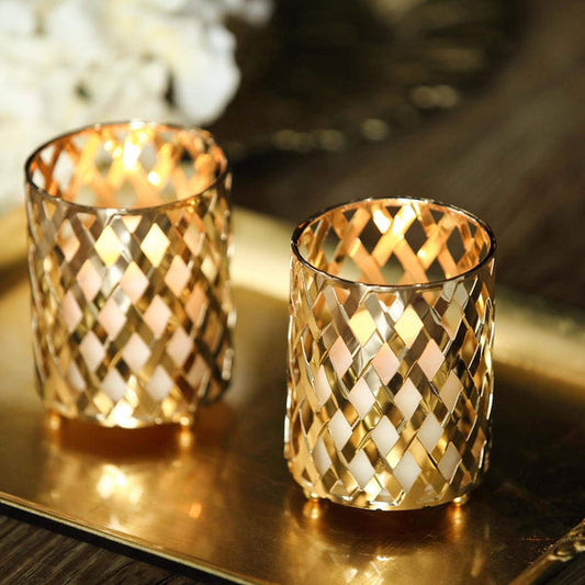 2 Metal 4" Crisscross Candle Holders Wedding Table Centerpieces