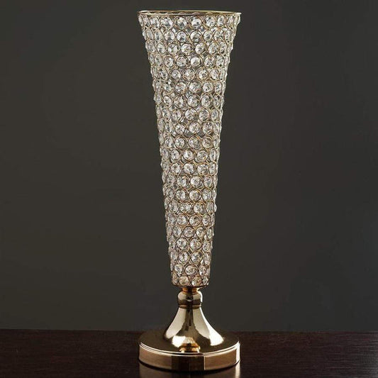 2 pcs 22 in tall Faux Crystal Beaded Trumpet Vases Wedding Centerpieces