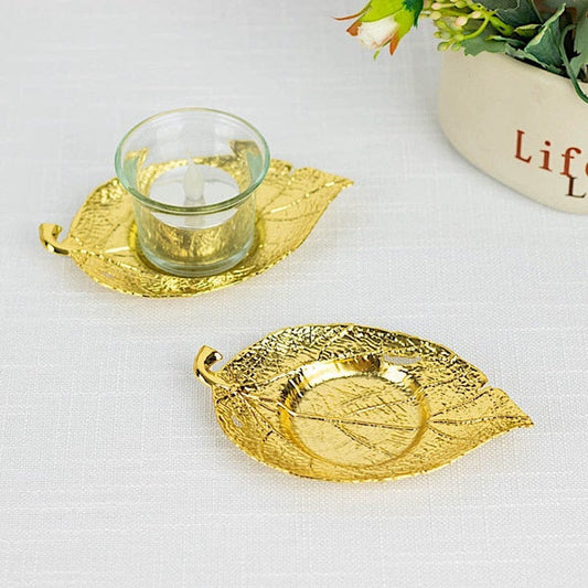 3 Metal 5 in Maple Leaf Votive Candle Holders Centerpieces