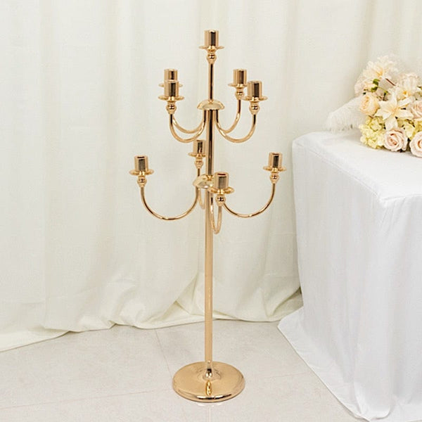 46" 9 Arm Vintage Metal Floor Candelabra Candle Holder
