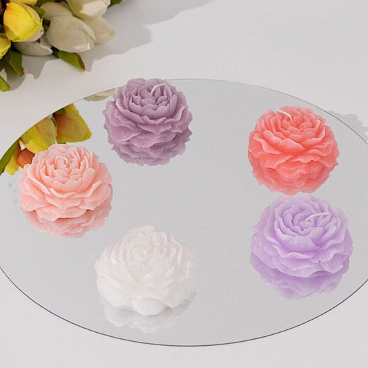 5 Peony Flower Scented Candles Party Favor