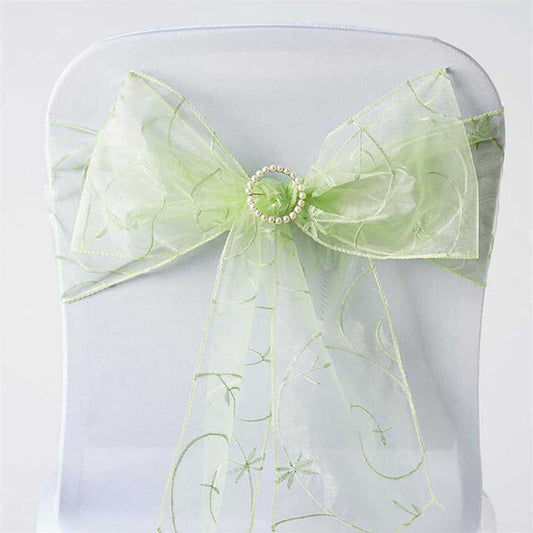 5 pcs Embroidered Organza Chair Sashes