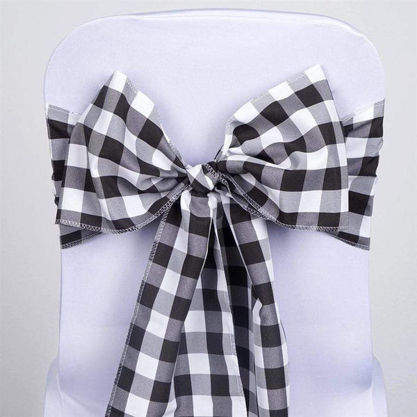 5 pcs Gingham Checkered Polyester Chair Sashes