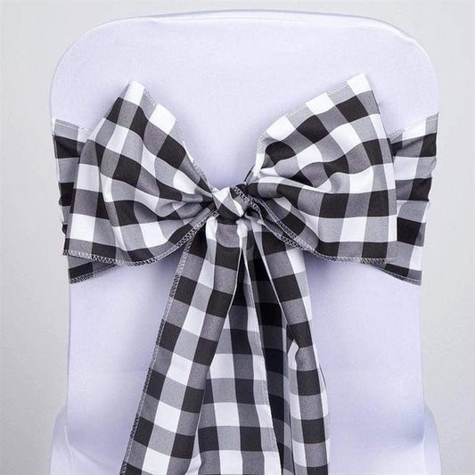 5 pcs Gingham Checkered Polyester Chair Sashes