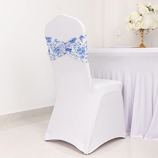 5 Ruffled Spandex Chair Sashes Band Floral Design