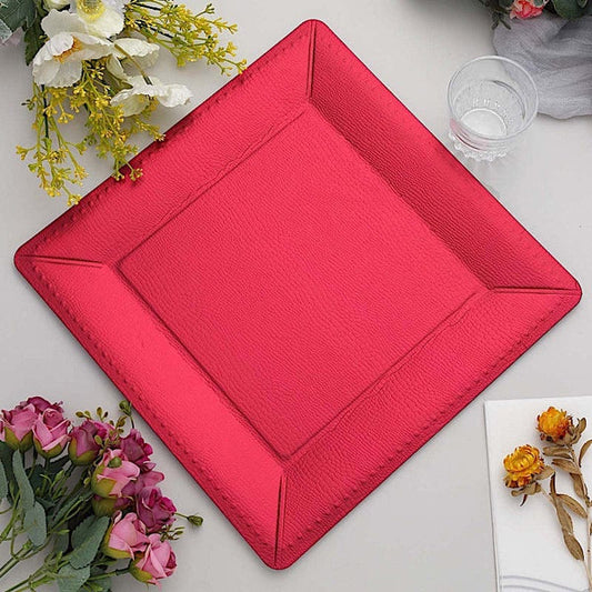 10 Square 13 in Disposable Cardboard Paper Charger Plates Leather Like Design