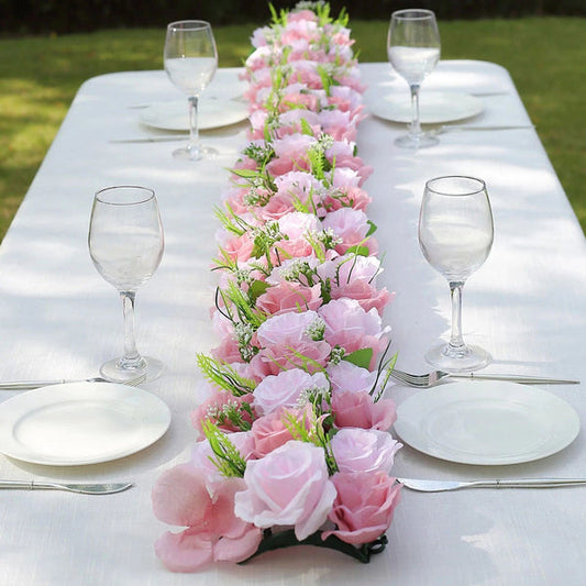6 Artificial Rose Flower Panels Silk Floral Table Centerpiece