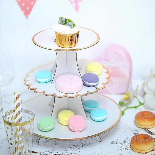 13 in tall 3 Tier Trim Centerpiece Cake Cupcake Stand Set