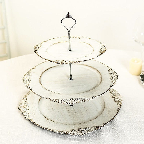3-Tier 13" Plastic Round Cupcake Stand with Top Handle