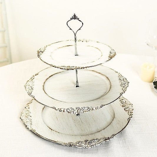 3-Tier 13" Plastic Round Cupcake Stand with Top Handle