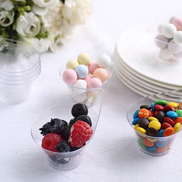 24 Clear 3 oz Disposable Mini Teardrop Plastic Dessert Cups