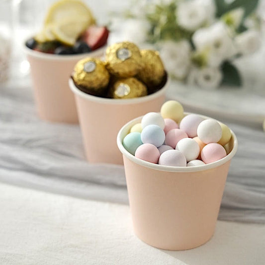 50 Blush 10 oz Round Disposable Paper Cups Dessert Ice Cream Bowls