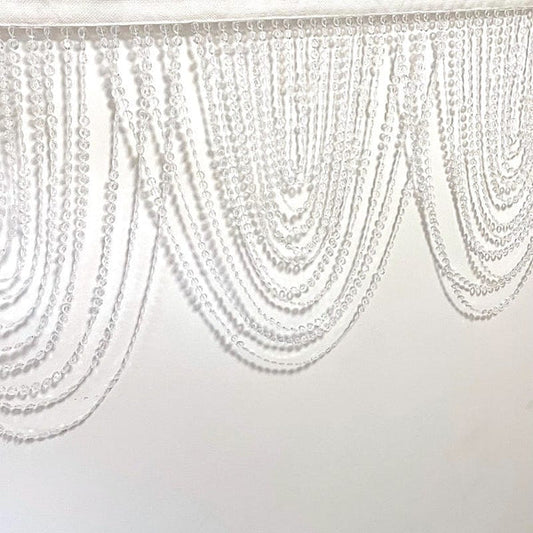 2 Clear Acrylic Crystal Beaded Doorway Curtains Valance Fabric Top Rod Pocket