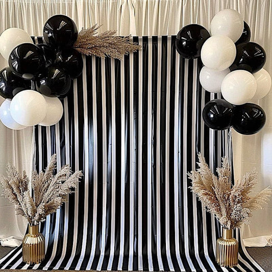 8x10 feet Black and White Striped Satin Backdrop Curtain Panel