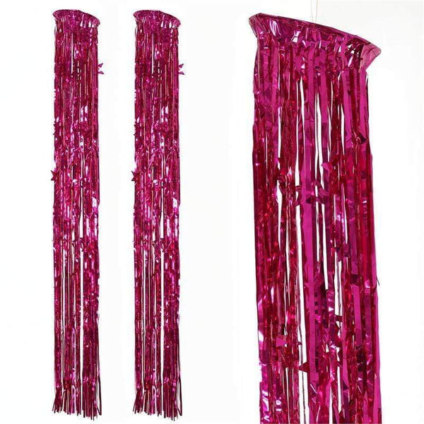 10" x 80" Fuchsia Metallic Foil Fringe Shiny Chandelier