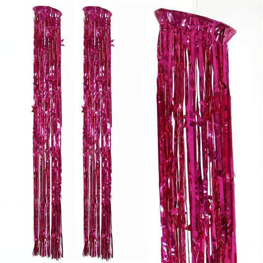 10" x 80" Fuchsia Metallic Foil Fringe Shiny Chandelier