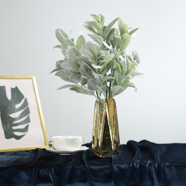 2 Frosted Green 24 in Artificial Flocked Lambs Ear Leaves Sprays Stems