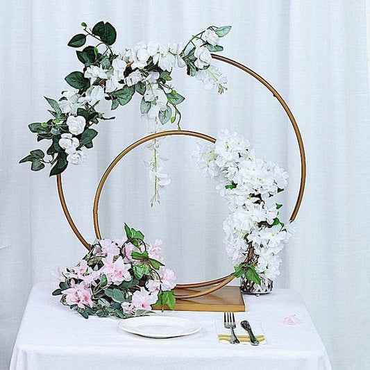 2 Gold Metal Round Hoops Standing Wreath Rings