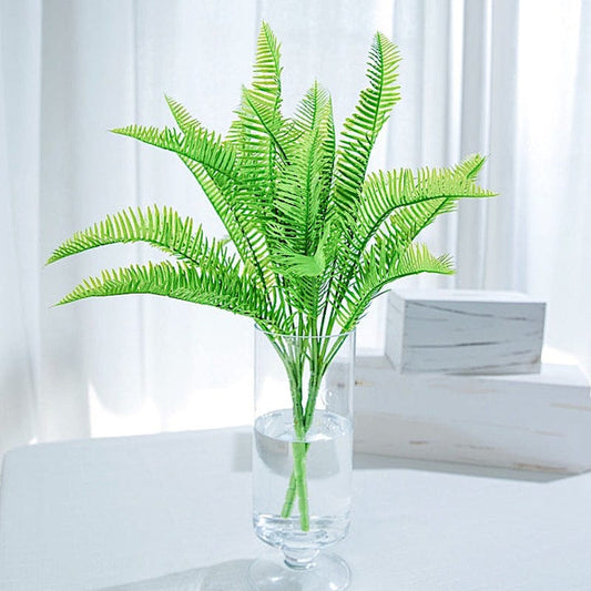 2 Green 19 in Artificial Fern Leaves Faux Greenery Stems