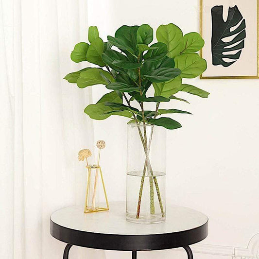 2 Green 25 in Artificial Fiddle Leaves Sprays Faux Greenery Stems