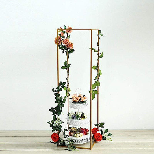 2 Rectangular 48 in tall Metal Geometric Flower Stands Centerpieces