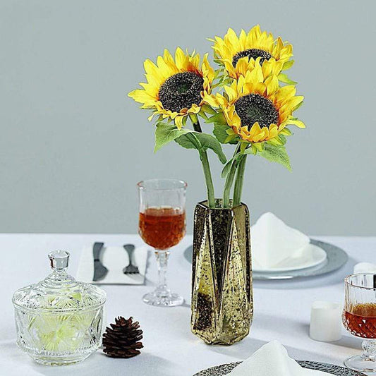 3 Yellow 17 in Artificial Faux Silk Sunflower Stems