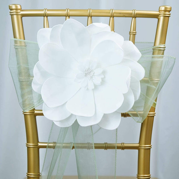 4 12" wide White Artificial Dahlia Flowers for Wall Backdrop