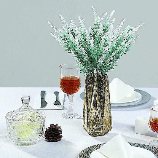 4 Green and White 14 in tall Lavender Flowers Artificial Faux Stems