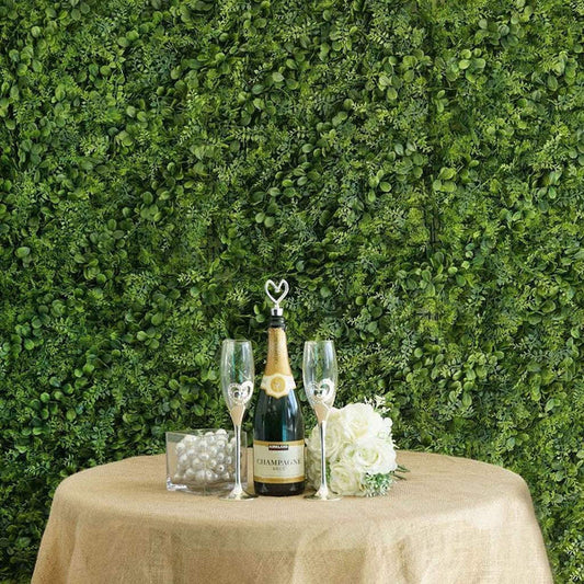 4 pcs Green Artificial Medium Fern and Boxwood Leaves Wall Backdrop Panels