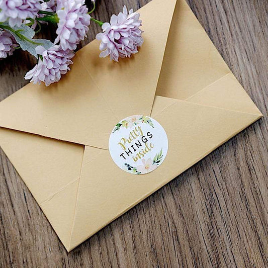 500 White Gold Black Assorted Words 1.5 in Stickers Roll