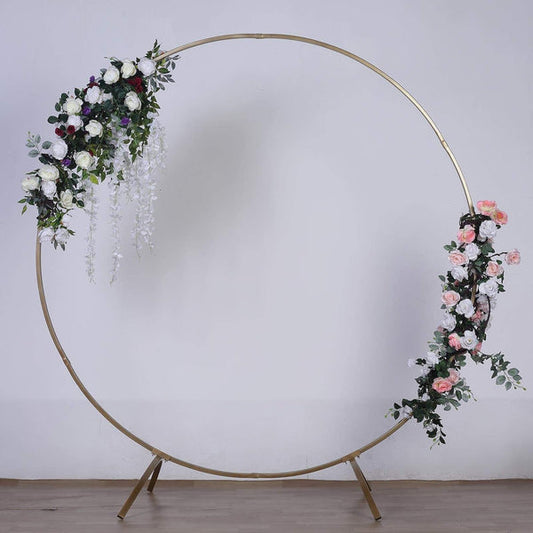 7.5 feet Gold Metal Wreath Round Backdrop Stand Wedding Arch