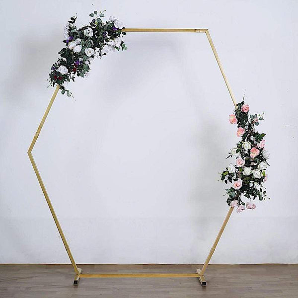 8 feet Gold Metal Hexagon Backdrop Stand Wedding Arch