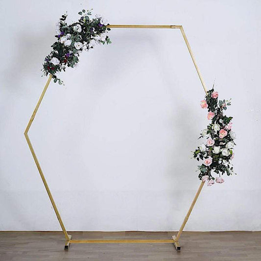 8 feet Gold Metal Hexagon Backdrop Stand Wedding Arch