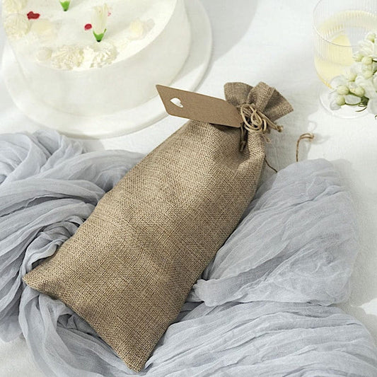 10 pcs 6"x14" Natural Faux Burlap Polyester Favor Gift Bags