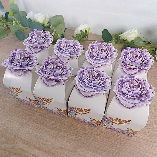 25 Lavender Peony Floral Top Party Favor Boxes