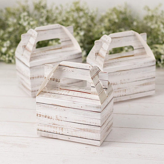 25 Whitewashed Wooden Design Gift Boxes Rustic Party Favor Holders
