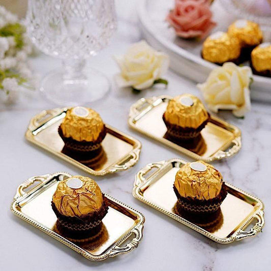 12 pcs 4 in long Metallic Mini Rectangle Trays Favor Holders