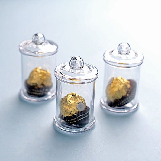 12 Clear 3.5" Mini Candy Jars with Lids Favor Holders