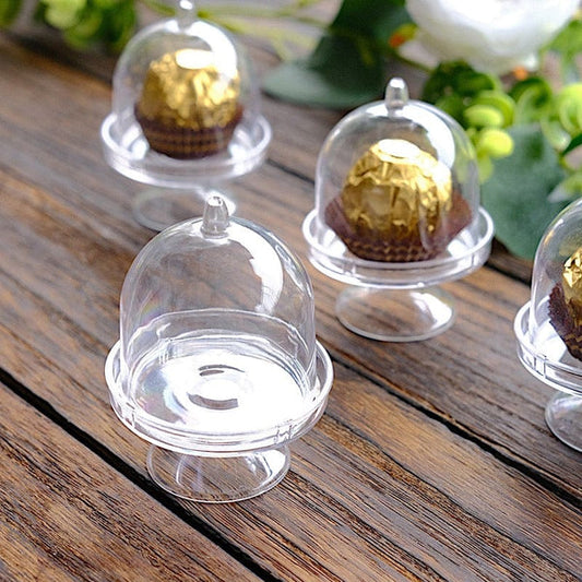 12 Clear 3 in Mini Cake Stands with Dome Favor Holders