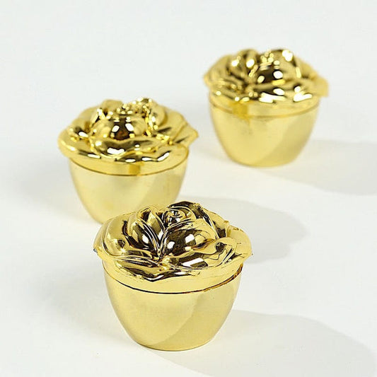 20 Gold Vintage Rose Plastic Favor Holder with Lids