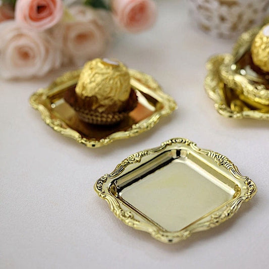 12 Gold 3 in Metallic Mini Square Trays Party Favor Gift Holders