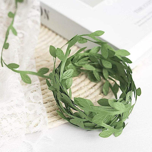 67 feet Olive Green Leaf Ribbon Trim Artificial Vines Craft Leaves
