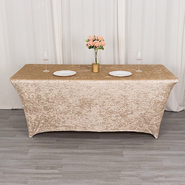 6 feet Crushed Velvet Rectangular Tablecloth Fitted Table Cover