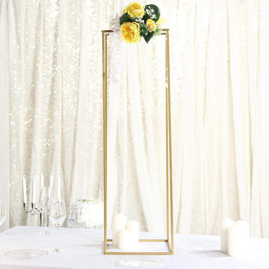 2 Rectangular 40 in tall Metal Geometric Flower Stands Centerpieces