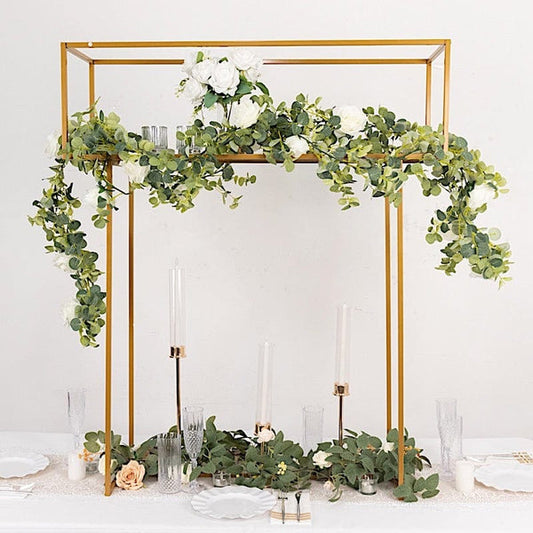 Gold 48 in Tall Rectangle Top Metal Floral Display Stand Centerpiece