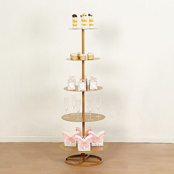 4.5 feet 5 Tier Round Gold Metal Champagne Tower Stand
